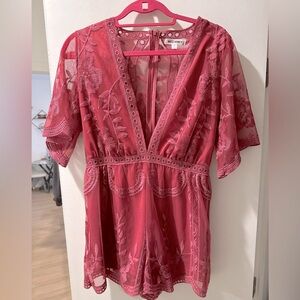 Pink Lace Romper - M